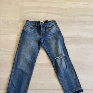 Zara Distressed Blue Straight Leg Jeans